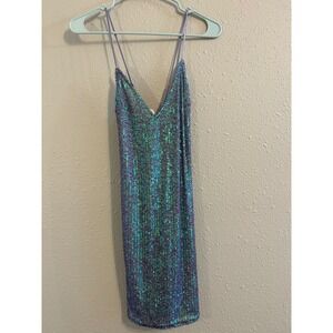 Victorias Secret Y2K Iridescent Sequin Mini Dress Purple XS Party Glam Party